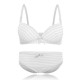 Cute Stripe Cotton Gather Adjustable Thin Wireless Trendy Bra Set