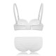 Cute Stripe Cotton Gather Adjustable Thin Wireless Trendy Bra Set