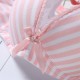 Cute Stripe Cotton Gather Adjustable Thin Wireless Trendy Bra Set