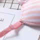 Cute Stripe Cotton Gather Adjustable Thin Wireless Trendy Bra Set