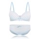 Cute Stripe Cotton Gather Adjustable Thin Wireless Trendy Bra Set