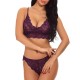 Full Lace Overhead Deep V Bras Low Waist Panties Bra Set