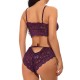 Full Lace Overhead Deep V Bras Low Waist Panties Bra Set