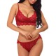 Full Lace Overhead Deep V Bras Low Waist Panties Bra Set