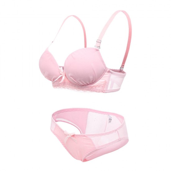 Lace Cute Cotton Gather B Cup Adjustable Rims Development Bra Set