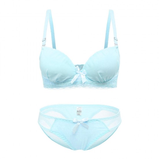 Lace Cute Cotton Gather B Cup Adjustable Rims Development Bra Set