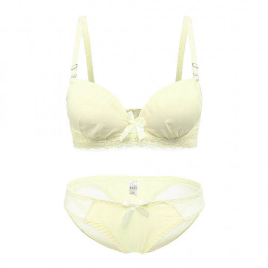 Lace Cute Cotton Gather B Cup Adjustable Rims Development Bra Set