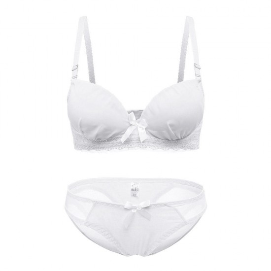 Lace Cute Cotton Gather B Cup Adjustable Rims Development Bra Set