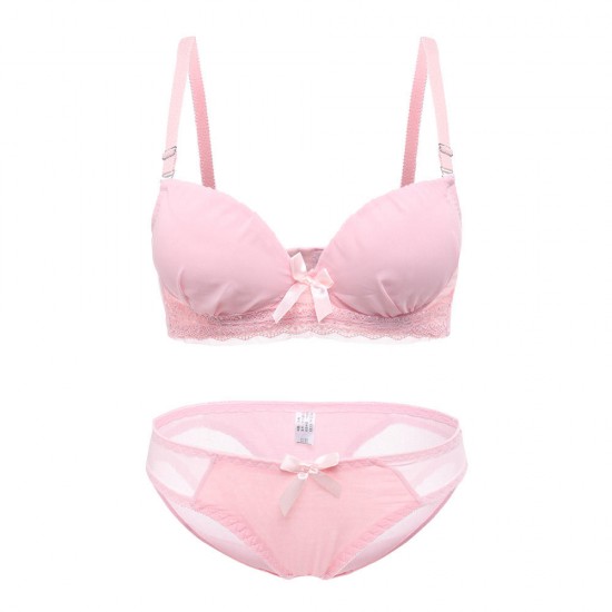 Lace Cute Cotton Gather B Cup Adjustable Rims Development Bra Set