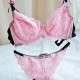 Lace Embroidery Transparent Ultra Thin Underwire Bow Comfy Bra Set