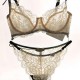 Lace Embroidery Transparent Ultra Thin Underwire Bow Comfy Bra Set