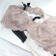 Lace Embroidery Transparent Ultra Thin Underwire Bow Comfy Bra Set