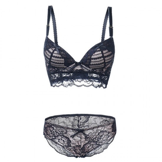 Lace Gathered Adjustment Cosy Breathable Push Up Bra Set