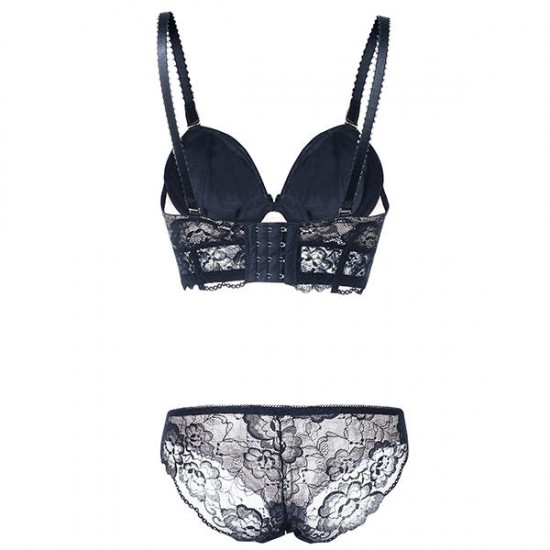 Lace Gathered Adjustment Cosy Breathable Push Up Bra Set