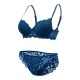 Lace-trim Embroidery Jacquard Hollow Out Underwire Bra Set