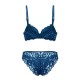 Lace-trim Embroidery Jacquard Hollow Out Underwire Bra Set