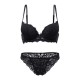 Lace-trim Embroidery Jacquard Hollow Out Underwire Bra Set