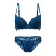 Lace-trim Embroidery Jacquard Hollow Out Underwire Bra Set