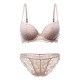 Lace-trim Embroidery Jacquard Hollow Out Underwire Bra Set