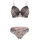 Plus Size D-E Cup Push Up Printed Lace Trimmed Full Coverage Bra Set