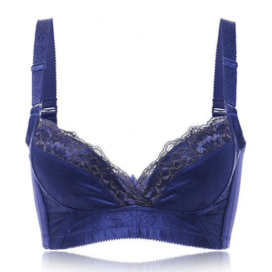 Alluring Wireless Cozy Gather Thin Cup Elegant Lacy Floral Bra