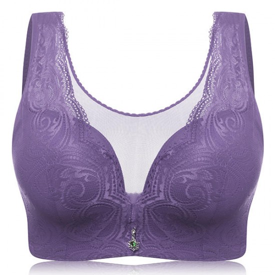 Comfort Wire Free Lace Fixed Straps Comfort Mesh Cami Women Bra