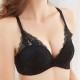 Sexy Lace Jacquard Bowknot Half Cup Gather Wireless Bra