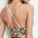 Wireless Thin Low-cut Harness Snake Pattern Sexy Deep V Lingerie Criss Cross Bra