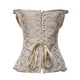 9 Steel Bones Frill Shirred Printed Satin Lace Up Overbust Corset Wedding Top