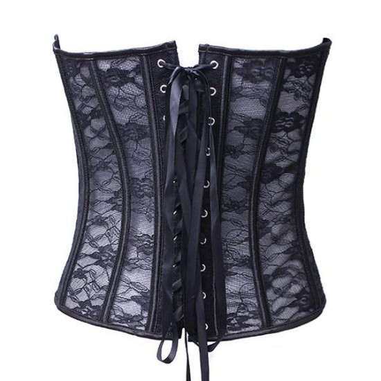Women Sexy Full Lace Overbust Bustiers Waist Training Corset