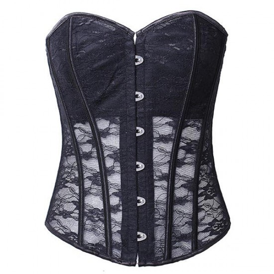 Women Sexy Full Lace Overbust Bustiers Waist Training Corset