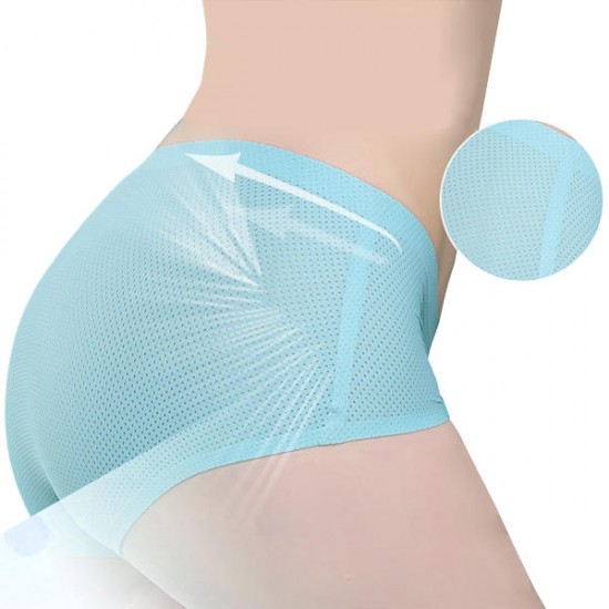 3Pcs Antibacterial Seamless Ice Silk Mid Waist Abdomen Breathable Panties