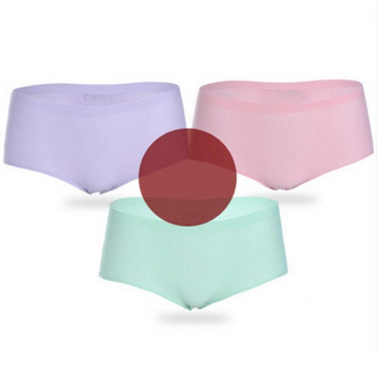 3Pcs Antibacterial Seamless Ice Silk Mid Waist Abdomen Breathable Panties