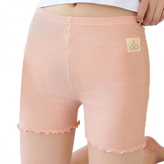 Comfortable Breathable Stretchy Screw Thread Cotton Mid Waist Boyshorts Panties