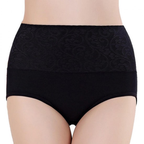 Comfy Breathable Jacquard Hip Lifting Buttock Cotton High Waist Panties