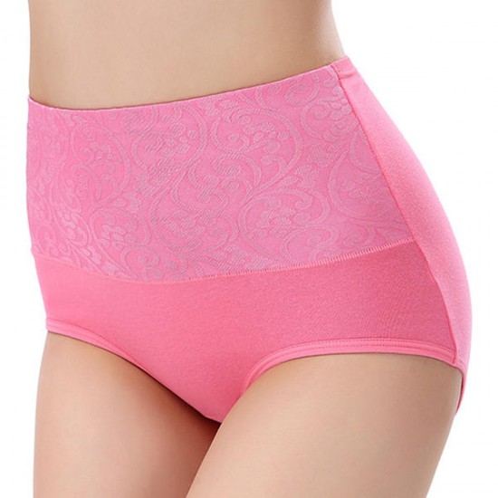 Comfy Breathable Jacquard Hip Lifting Buttock Cotton High Waist Panties