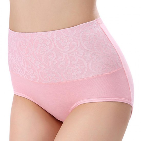 Comfy Breathable Jacquard Hip Lifting Buttock Cotton High Waist Panties