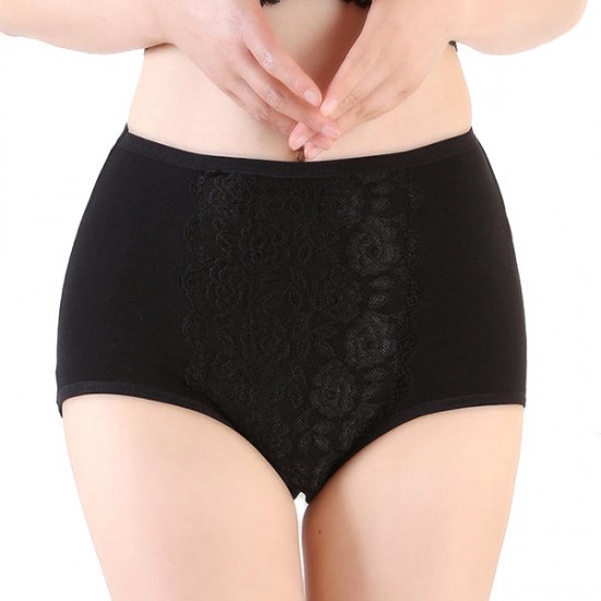 Comfy Lace Soft High Rise Hip Lifting Pure Color Cotton Stretchy Briefs Underwear