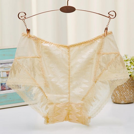 Sexy Perspective Embroidery Mid Waist Comfort Breathable Panties