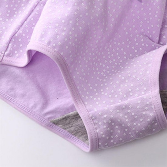 Training Girls Soft Cotton Snowflake Polka Dot Printing Mid Waist Breathable Stretchy Panties