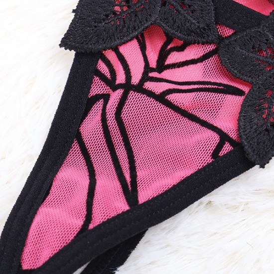 Women Sexy Applique Hollow T-back Low Waist Embroidery Elastic Breathable Underwear For Women