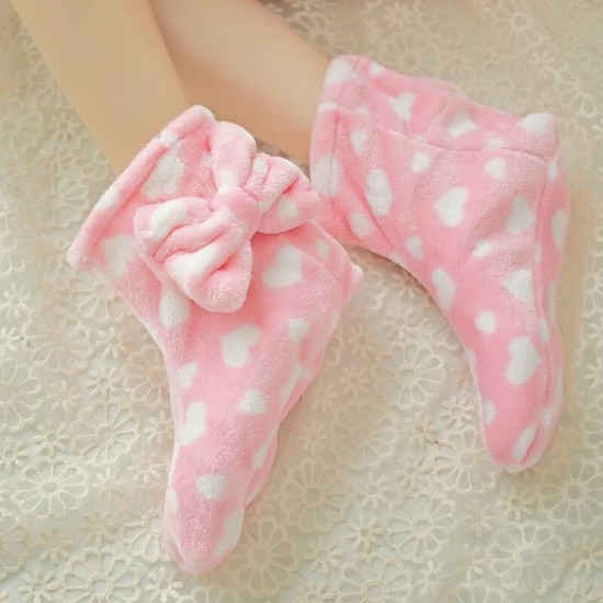 3 Pcs Flannel Bathing Suits Sweety Body Towel Sleepwear Dress With Hair Band Shoes