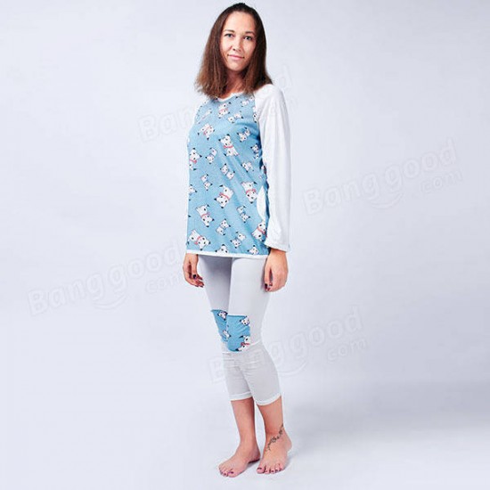 Autumn Women Lady Loose Cotton Leisure Home Sleepwear Milk Silk Pajamas Sets Lungewear