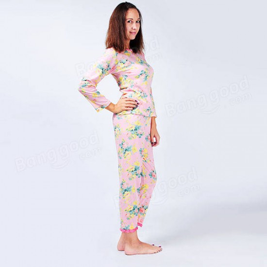 Autumn Women Lady Loose Cotton Leisure Home Sleepwear Milk Silk Pajamas Sets Lungewear