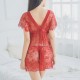 Comfort Lace Double V Straps See Through Nightgown Women Lingerie