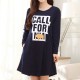 Comfy Casual Home Dress Long Sleeve Round Collar Cartoon Pattern Soft Nightdress For Momen