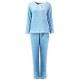 Comfy Thicken Coral Velvet Floral Printing Pajamas Flannel Long Sleeve Sleepwear Sets For Woman