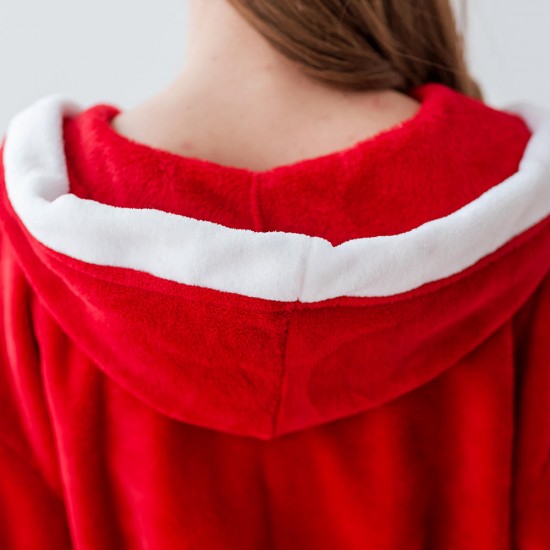 Coral Fleece Homewear With Hat Thick Robes Keep Warm Nightgown