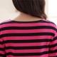 Cotton Stripe Homewear Nine Points Sleeve Split Leg Nightgown