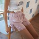Silk Lace Trim Women Shorts Side Open Bowknot Pajama Pants Women Sleepwear